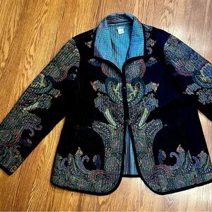 Vintage Y2K Silk Tapestry Jacket Wool Coat Silk Jacket Reversible Jacket Japan